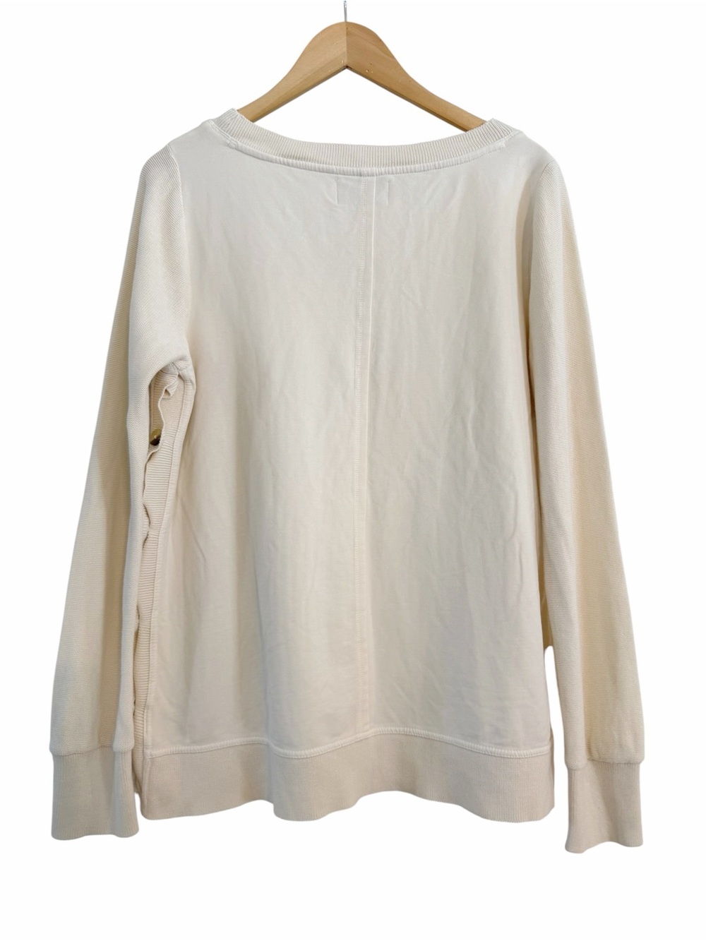 Saturday Sunday Anthro Pullover Lightweight Sweater Cream Side Buttons Medium - Picture 6 of 8